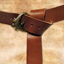 High Medieval Belt, 4.5 cm - brown, silver, with end and rivets